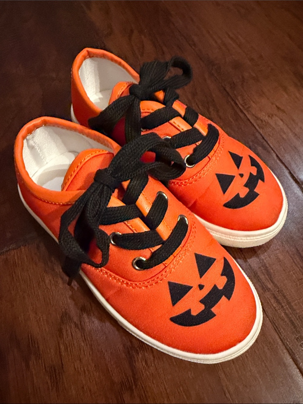 Kids Orange Halloween Jack-O'-Lantern Canvas Sneakers